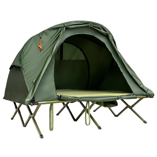 2-Person Outdoor Camping Tent with External Cover, Green