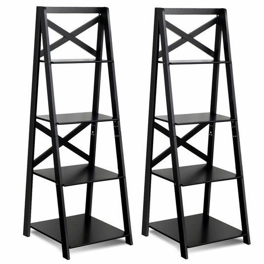 4-Tier Wood Display Storage Bookshelf, Black Bookcases Black at Gallery Canada