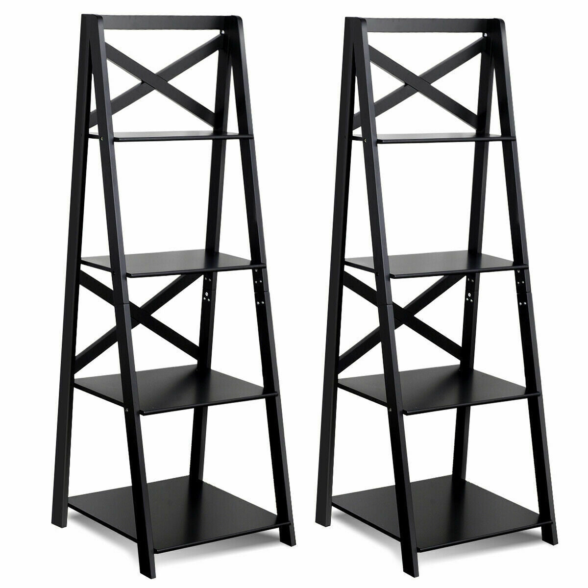 4-Tier Wood Display Storage Bookshelf, Black Bookcases at Gallery Canada