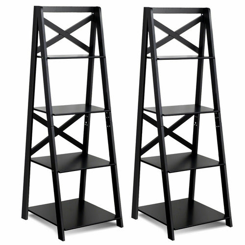 4-Tier Wood Display Storage Bookshelf, Black