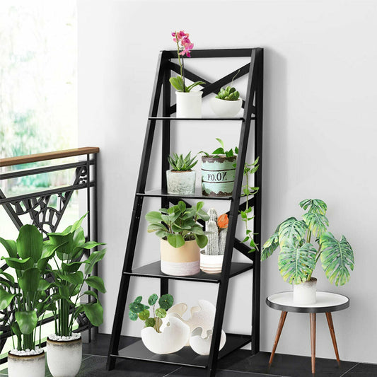 4-Tier Wood Display Storage Bookshelf, Black Bookcases Black at Gallery Canada