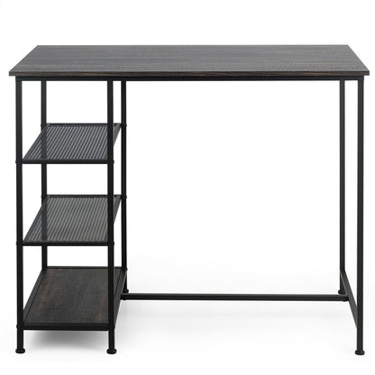 Industrial Dining Bar Pub Table with Metal Frame and Storage Shelves, Black at Gallery Canada