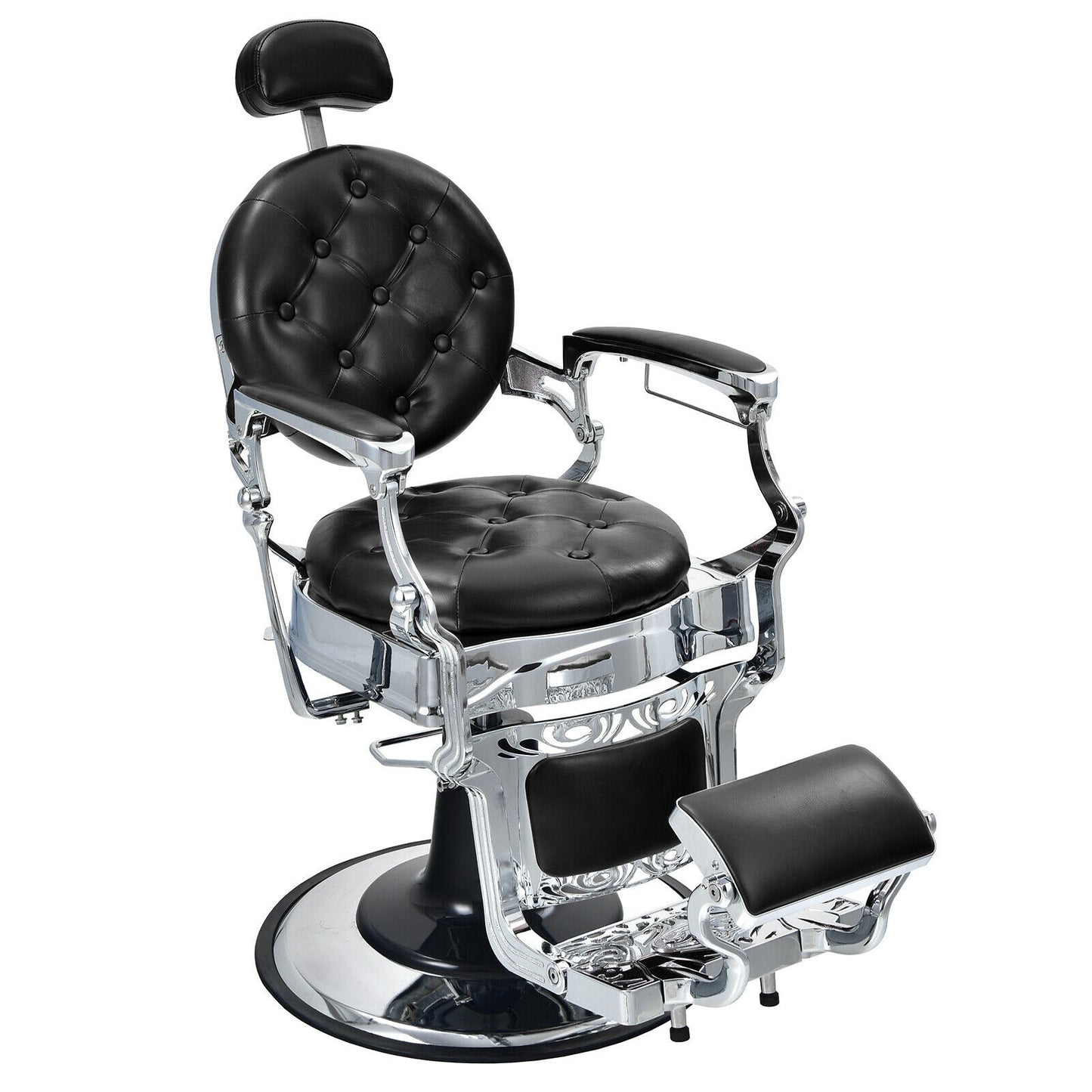 Vintage Barber Chair with Adjustable Height and Headrest, Black Spa & Salon at Gallery Canada