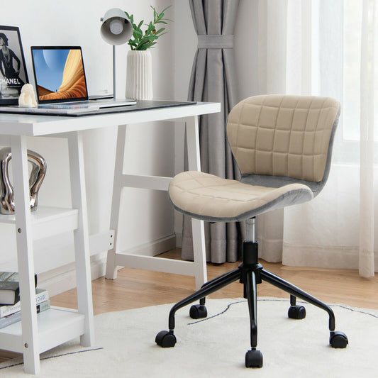 Mid Back Height Adjustable Swivel Office Chair with PU Leather, Gray - Gallery Canada