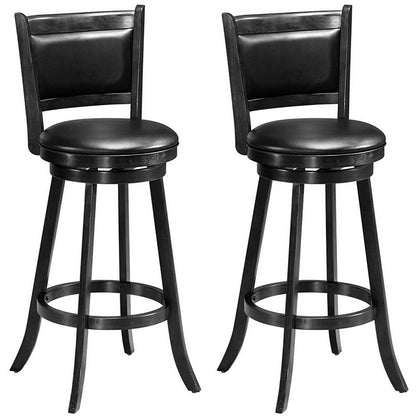 Set of 2 29 Inch Swivel Bar Height Stool Wood Dining Chair Barstool, Black Bar Stools Black at Gallery Canada