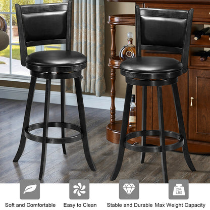 Set of 2 29 Inch Swivel Bar Height Stool Wood Dining Chair Barstool, Black Bar Stools at Gallery Canada