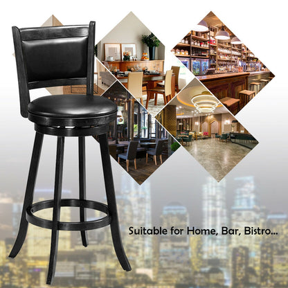 Set of 2 29 Inch Swivel Bar Height Stool Wood Dining Chair Barstool, Black Bar Stools at Gallery Canada
