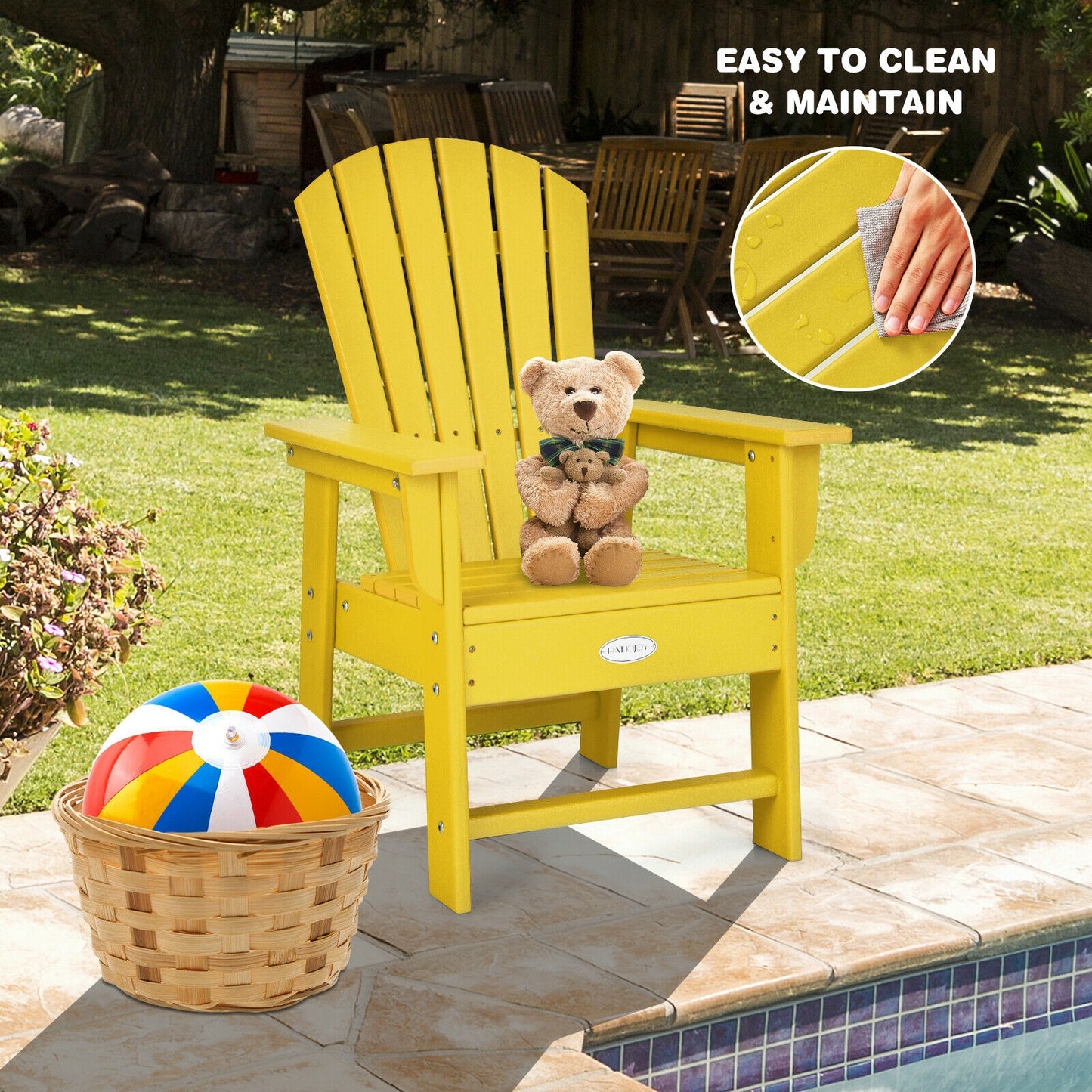 Patio Kids' Adirondack Chair with Ergonomic Backrest, Yellow Kids Chairs & Seating at Gallery Canada