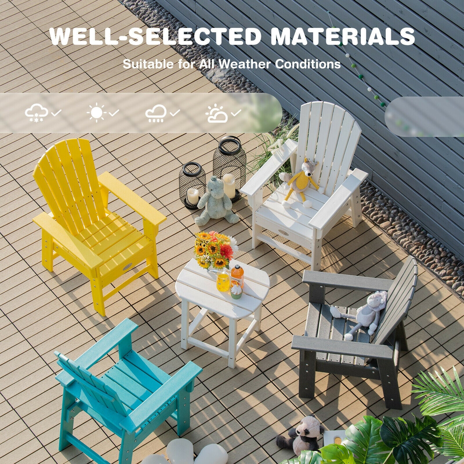 Patio Kids' Adirondack Chair with Ergonomic Backrest, Yellow Kids Chairs & Seating at Gallery Canada