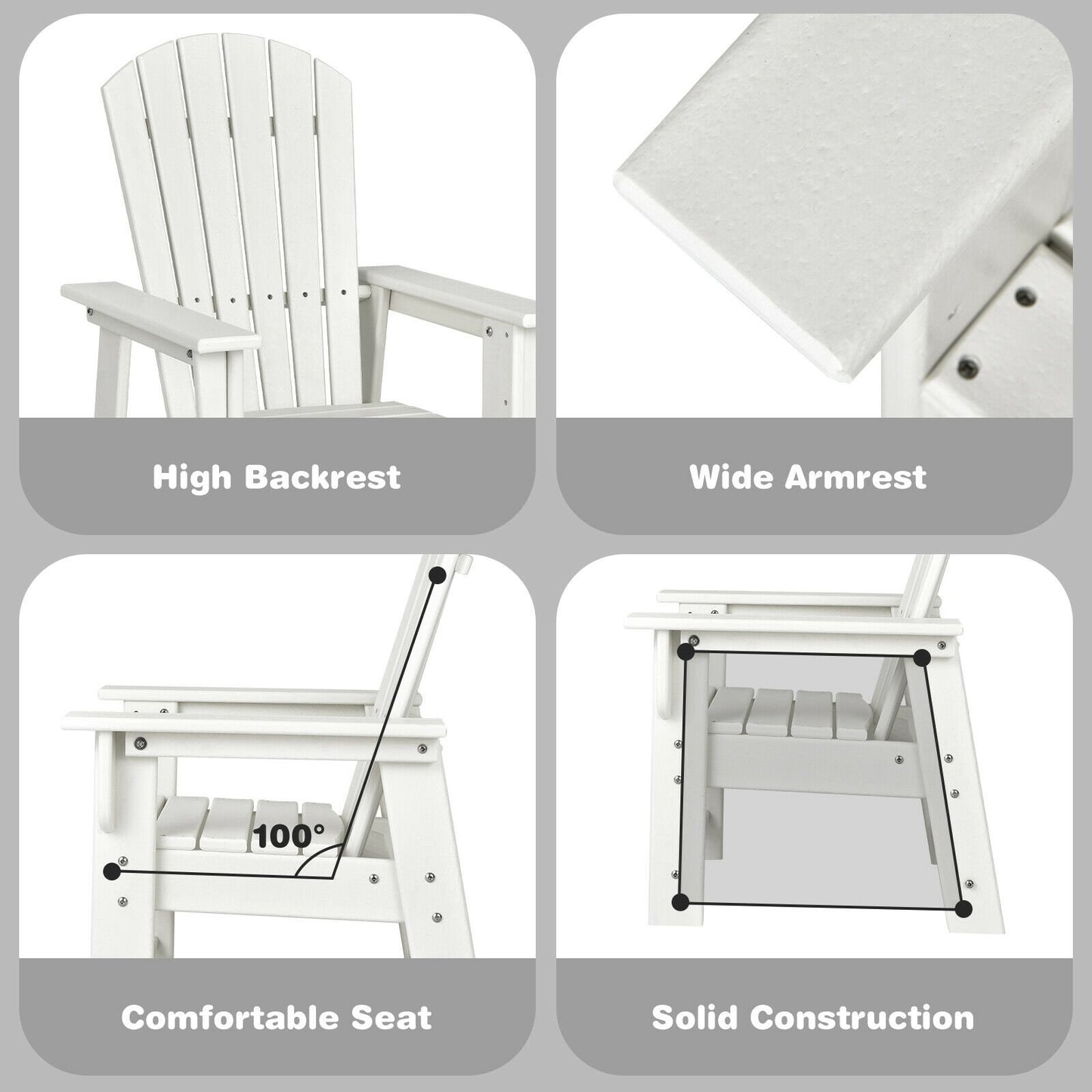 Patio Kids' Adirondack Chair with Ergonomic Backrest, White at Gallery Canada
