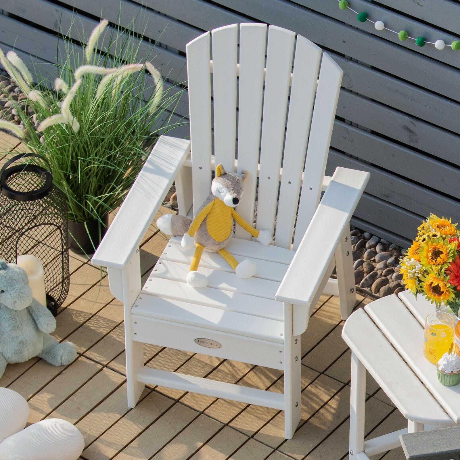 Patio Kids' Adirondack Chair with Ergonomic Backrest, White Kids Chairs & Seating at Gallery Canada