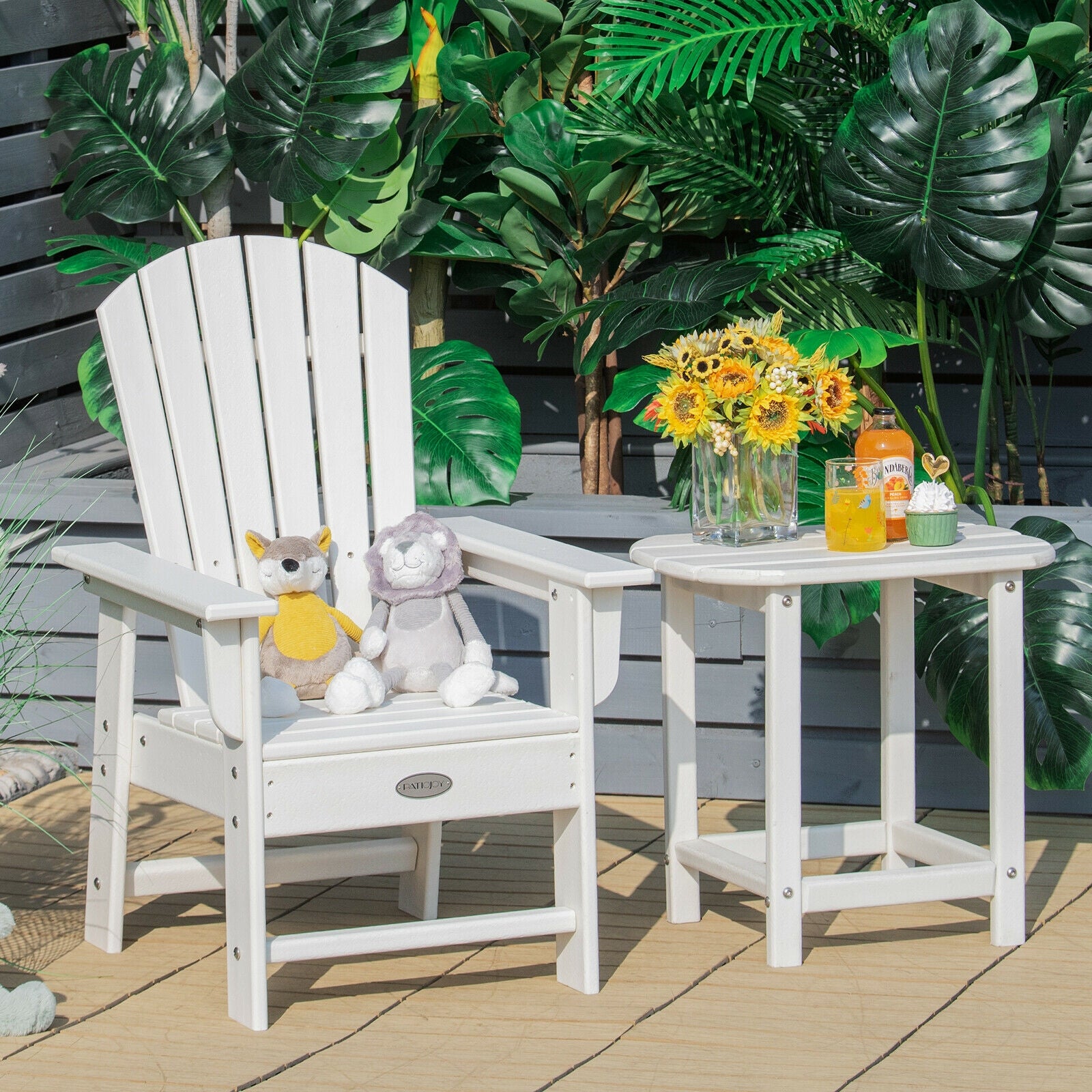 Patio Kids' Adirondack Chair with Ergonomic Backrest, White Kids Chairs & Seating at Gallery Canada
