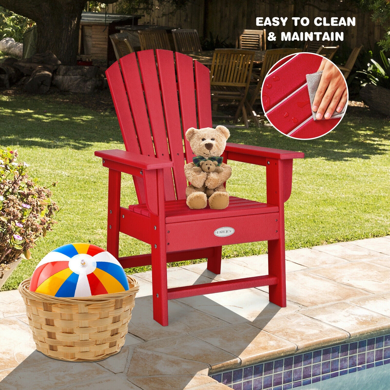 Kids Adirondack Chair, Ergonomic Backrest, Red Kids Chairs & Seating at Gallery Canada