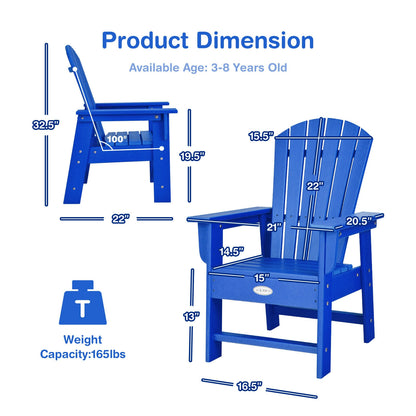 Patio Kids' Adirondack Chair with Ergonomic Backrest, Blue Kids Chairs & Seating at Gallery Canada