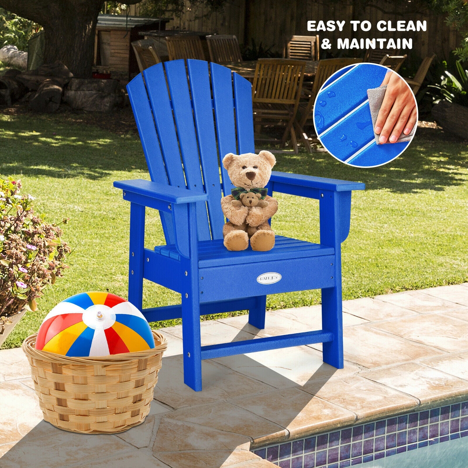 Patio Kids' Adirondack Chair with Ergonomic Backrest, Blue Kids Chairs & Seating at Gallery Canada
