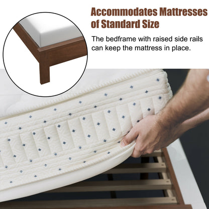 Full Size Platform Slat Bed Frame, High Headboard, Walnut Simple Bed Frame at Gallery Canada