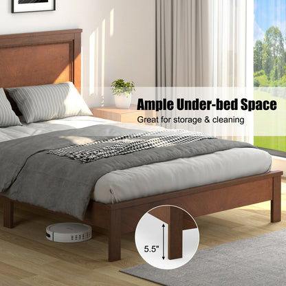 Full Size Platform Slat Bed Frame, High Headboard, Walnut Simple Bed Frame at Gallery Canada
