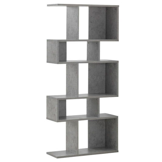 5 Cubes Ladder Shelf Corner Bookshelf Display Rack Bookcase, Gray - Gallery Canada
