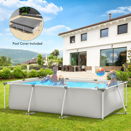 Above Ground Swimming Pool with Pool Cover, Gray - Gallery Canada