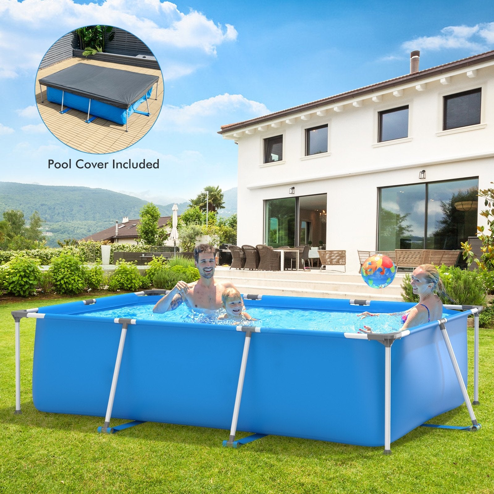 Above Ground Swimming Pool with Pool Cover, Blue at Gallery Canada
