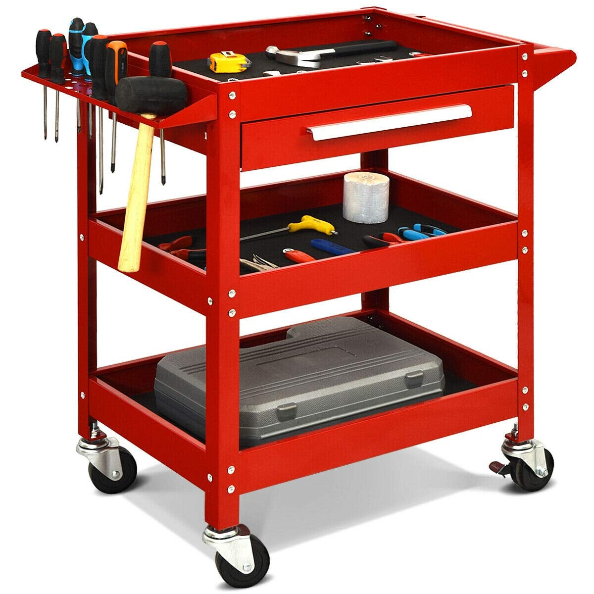 Rolling Tool Cart Mechanic Cabinet Storage ToolBox Organizer with Drawer, Red Garages at Gallery Canada