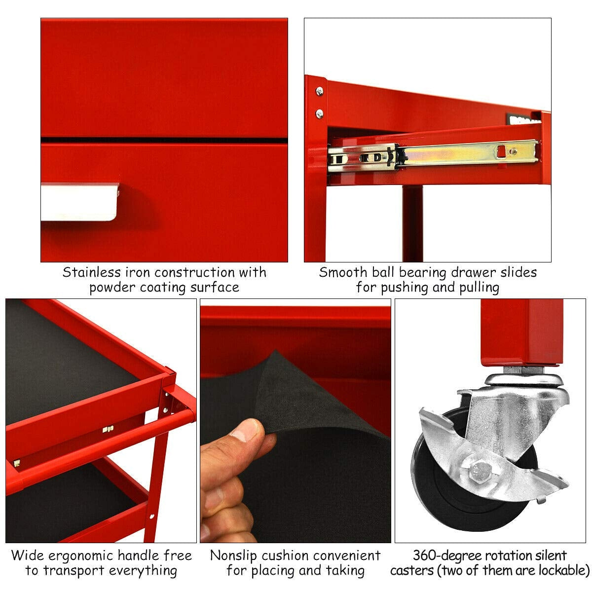 Rolling Tool Cart Mechanic Cabinet Storage ToolBox Organizer with Drawer, Red Garages at Gallery Canada