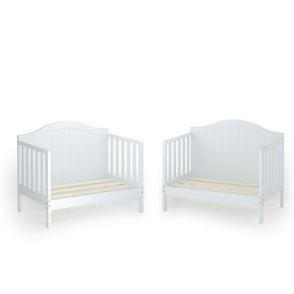 2-in-1 Classic Convertible Wooden Toddler Bed with 2 Side Guardrails for Extra Safety, White Toddler Beds at Gallery Canada