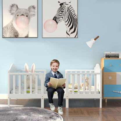2-in-1 Classic Convertible Wooden Toddler Bed with 2 Side Guardrails for Extra Safety, White Toddler Beds at Gallery Canada