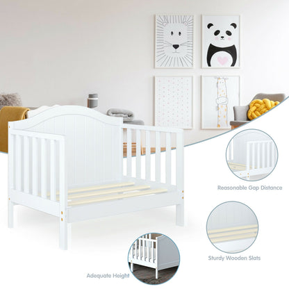 2-in-1 Classic Convertible Wooden Toddler Bed with 2 Side Guardrails for Extra Safety, White Toddler Beds at Gallery Canada
