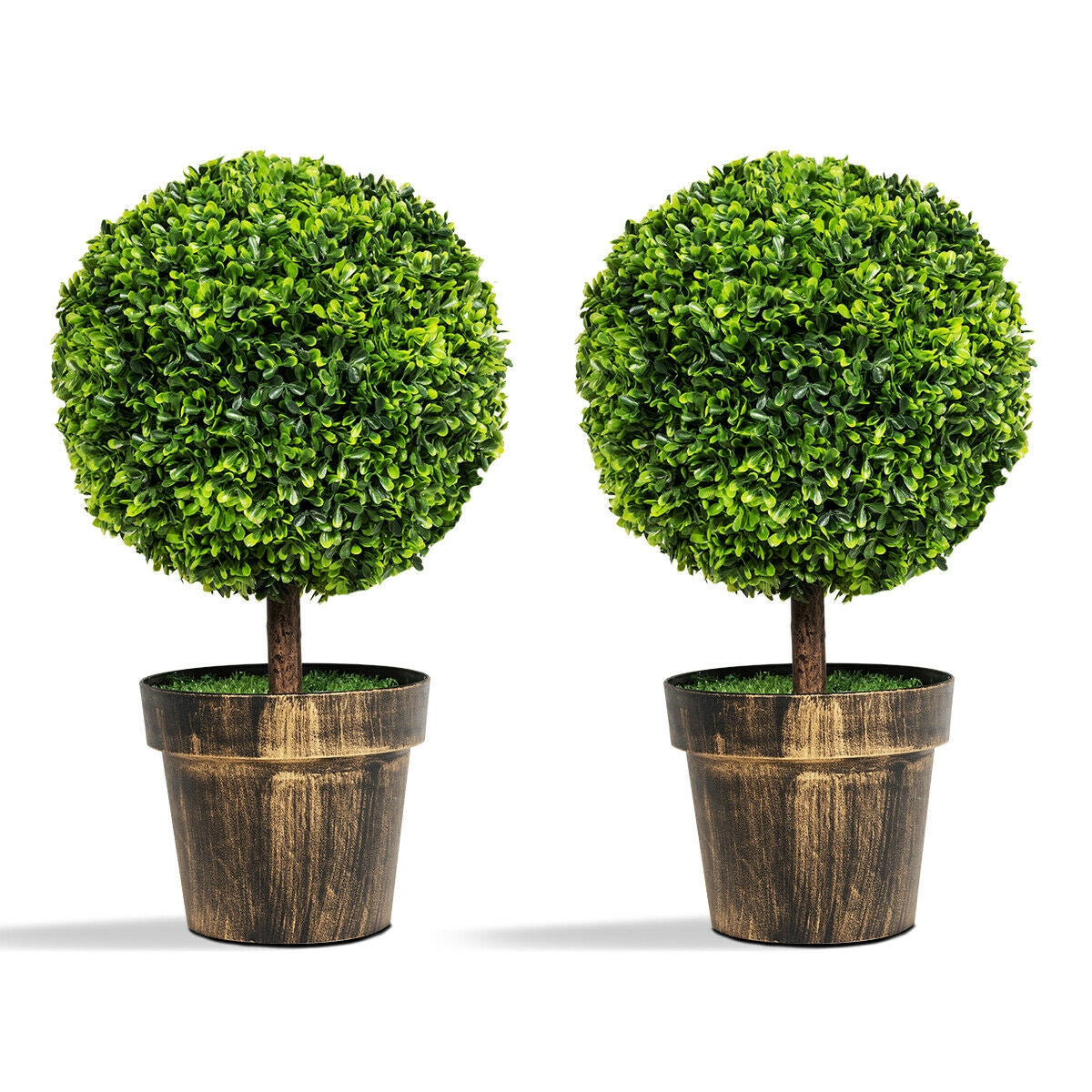 2 Pieces 24 Inch Artificial Boxwood Topiary Ball Tree for House and Office, Green Faux Plants Green at Gallery Canada