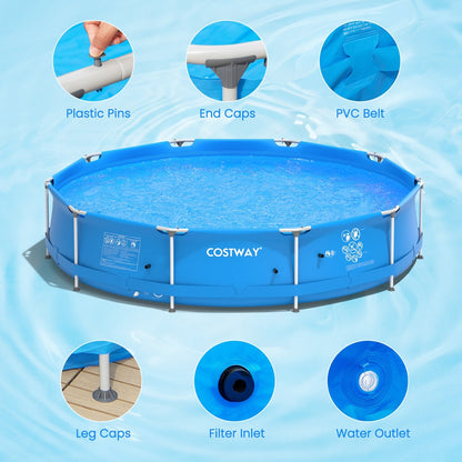Round Above Ground Swimming Pool With Pool Cover, Blue - Gallery Canada