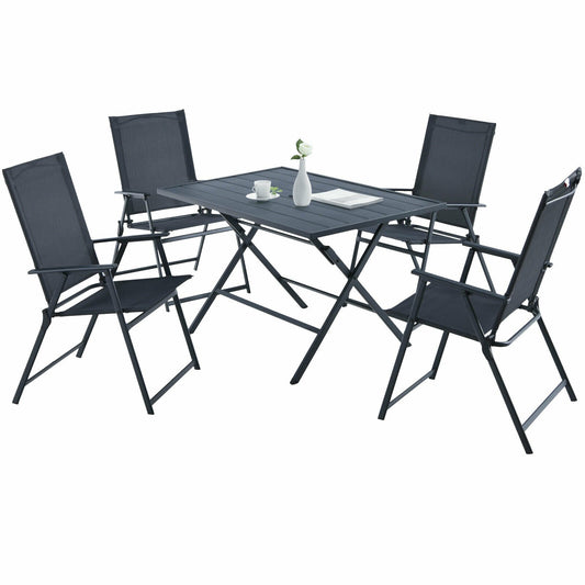 5 Piece Patio Dining Furniture Set with 4 Armchairs and 1 Dining Table, Gray at Gallery Canada