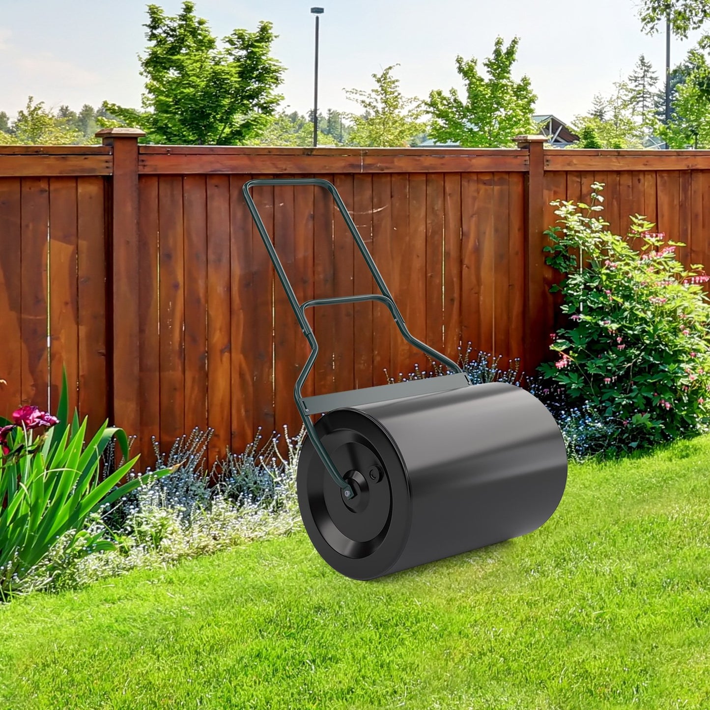 Lawn Roller with U-Shaped Handle for Garden Backyard, Black - Gallery Canada