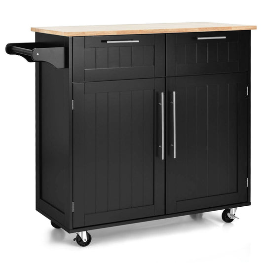 Heavy Duty Rolling Kitchen Cart with Tower Holder and Drawer, Black - Gallery Canada