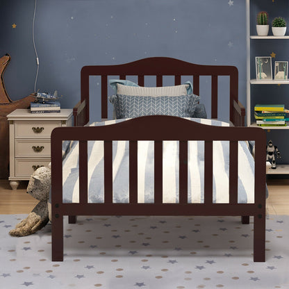 Classic Design Kids Wood Toddler Bed Frame with Two Side Safety Guardrails, Brown Toddler Beds at Gallery Canada