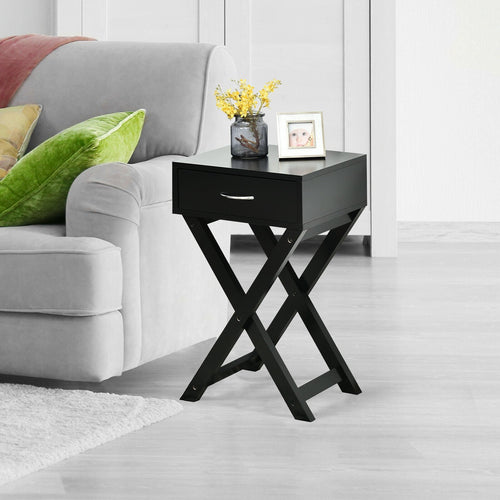 Modern X-Shape Accent Side End Table, Black