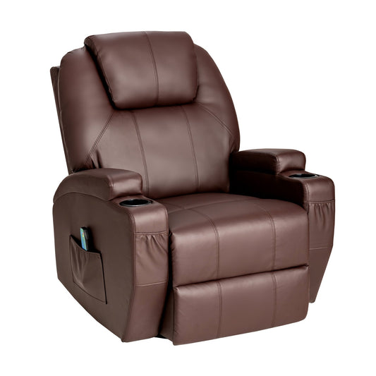 360-Degree Swivel Massage Recliner Chair with Remote Control for Home, Brown at Gallery Canada