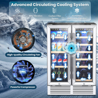 24 Inch Dual Zone Wine and Beverage Cooler, Silver Wine & Beverage Coolers at Gallery Canada