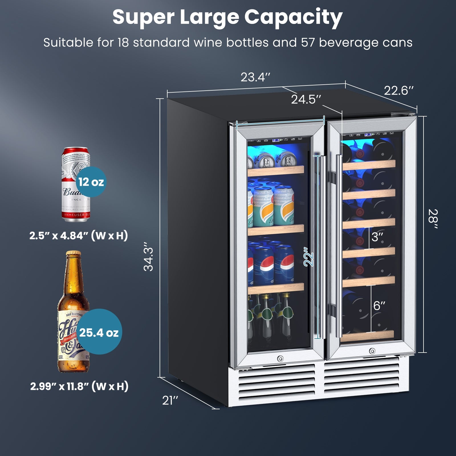 24 Inch Dual Zone Wine and Beverage Cooler, Silver Wine & Beverage Coolers at Gallery Canada