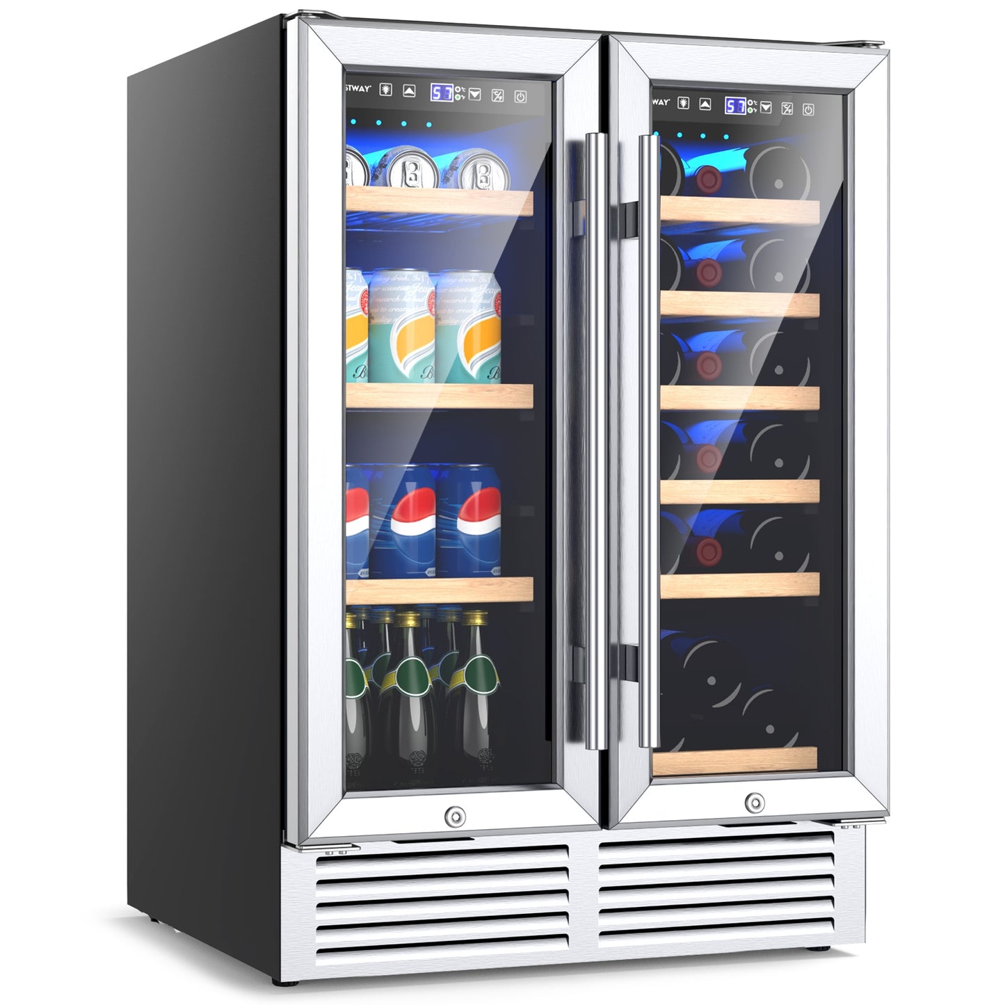 24 Inch Dual Zone Wine and Beverage Cooler, Silver Wine & Beverage Coolers at Gallery Canada