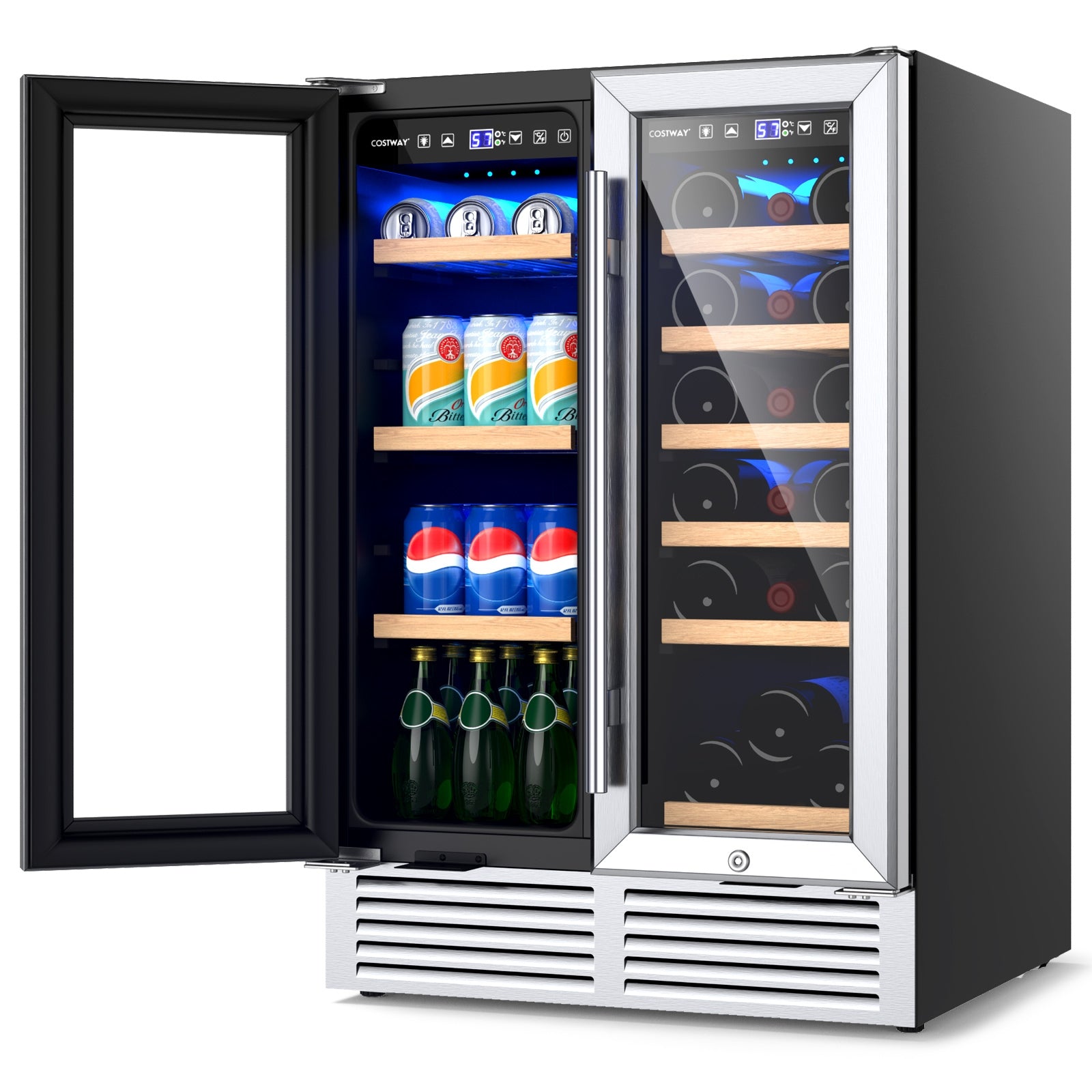 24 Inch Dual Zone Wine and Beverage Cooler, Silver Wine & Beverage Coolers at Gallery Canada