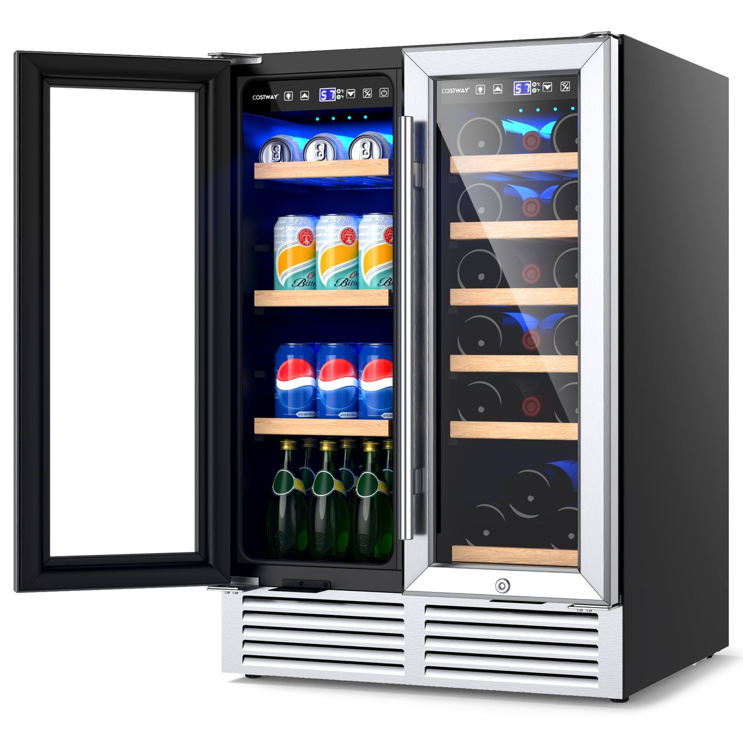 24 Inch Dual Zone Wine and Beverage Cooler, Silver Wine & Beverage Coolers at Gallery Canada