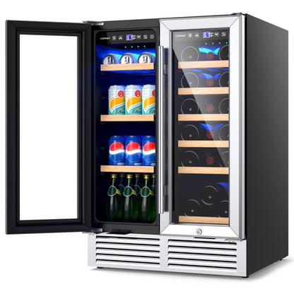 24 Inch Dual Zone Wine and Beverage Cooler, Silver Wine & Beverage Coolers at Gallery Canada