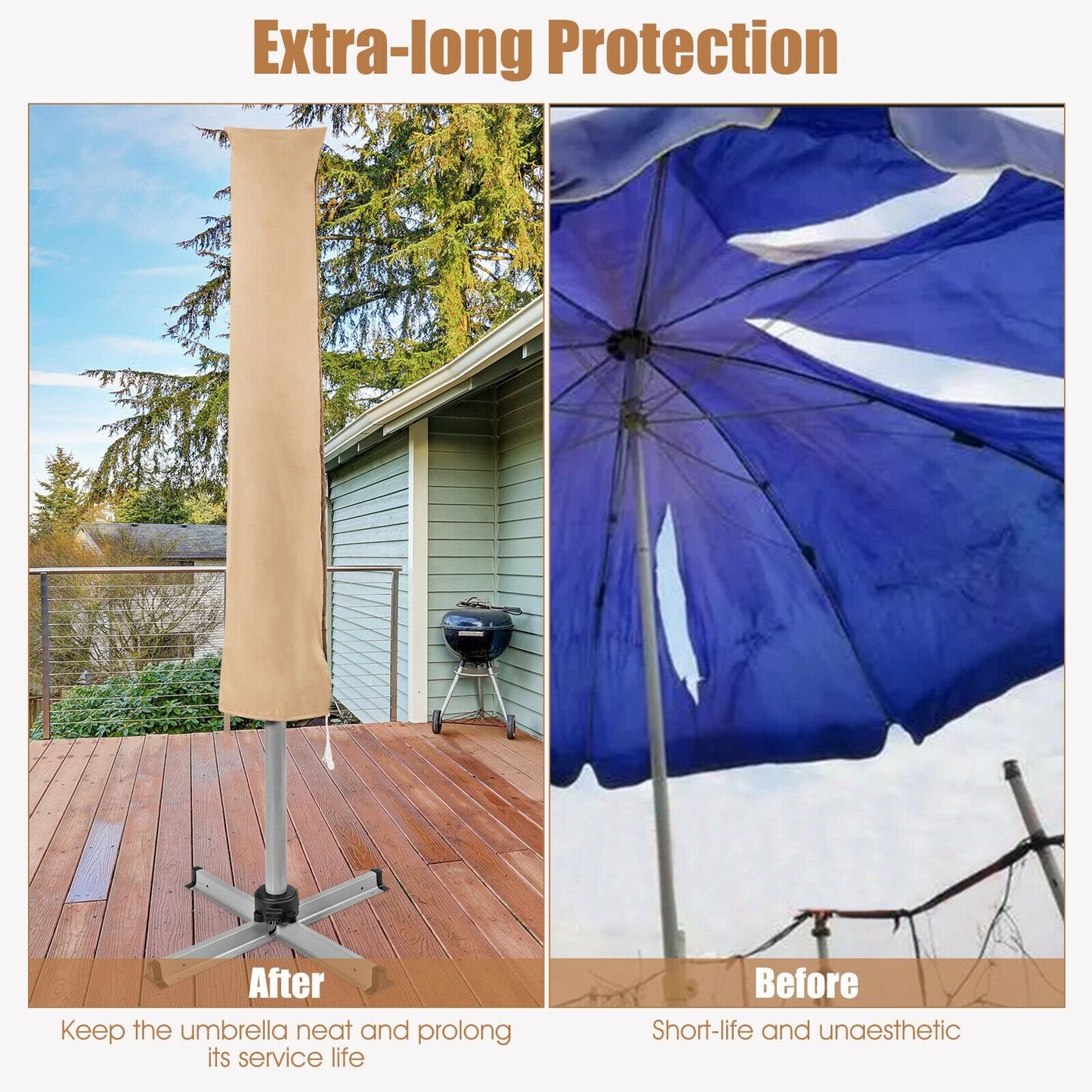 Parasol Offset Cantilever Umbrella Cover with Fiberglass Rod, Beige - Gallery Canada