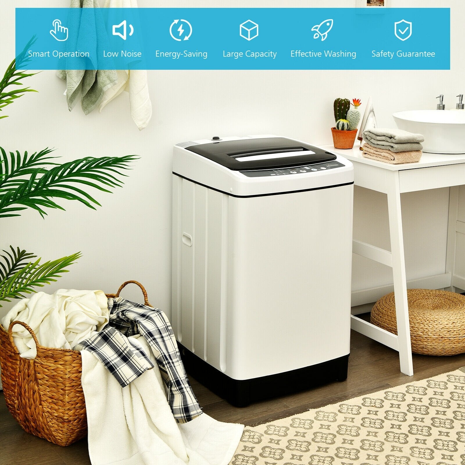 Full-Automatic Washing Machine 1.5 Cu.Ft 11 LBS Washer and Dryer, White at Gallery Canada