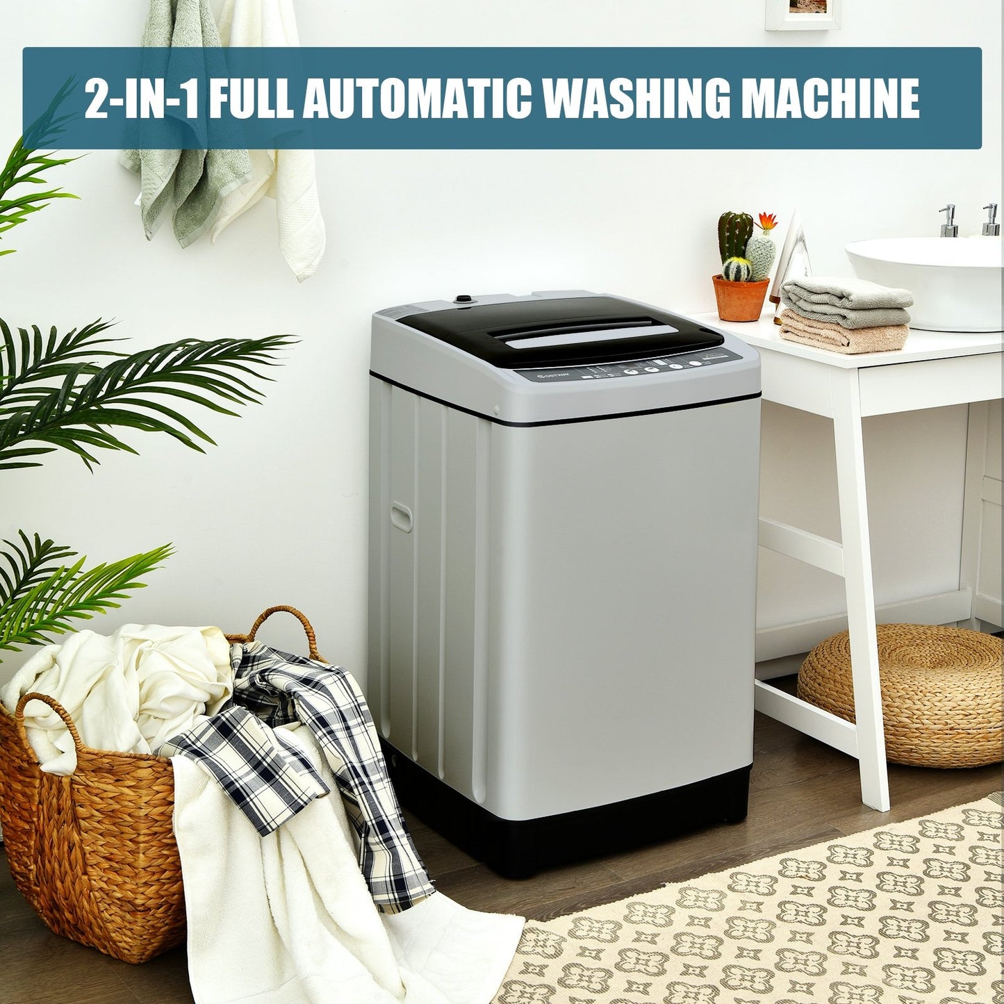 Full-Automatic Washing Machine 1.5 Cu.Ft 11 LBS Washer and Dryer, Gray at Gallery Canada