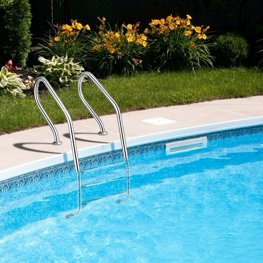 3-Step Stainless Steel Non-Slip Swimming Pool Ladder, Silver - Gallery Canada