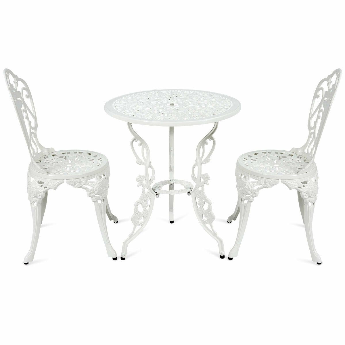 3 Pieces Patio Table Chairs Furniture Bistro Set , White - Gallery Canada