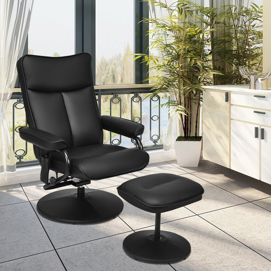 Electric Massage Recliner Chair with Ottoman and Remote Control, Black - Gallery Canada