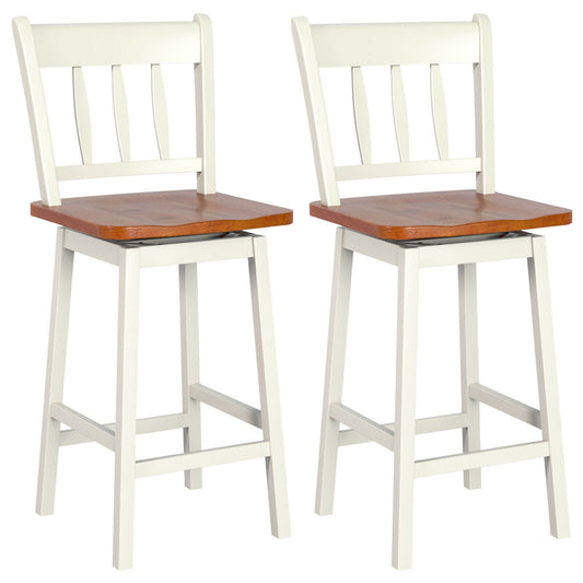 24.5 Inches Set of 2 Swivel Bar Stools with 360° Swiveling, White Bar Stools White at Gallery Canada